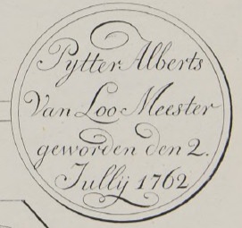 Pytter Alberts van Loo meester geworden den 2 jullij 1762